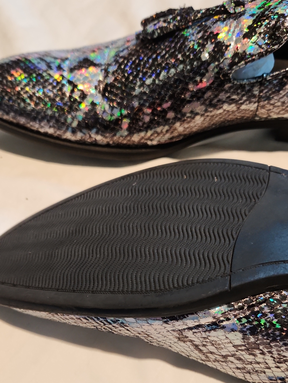 ASOS Men’s Holographic Snake-Print Slip-On Dress Shoes - Silver/Black Sz11🔥 - Picture 7 of 7